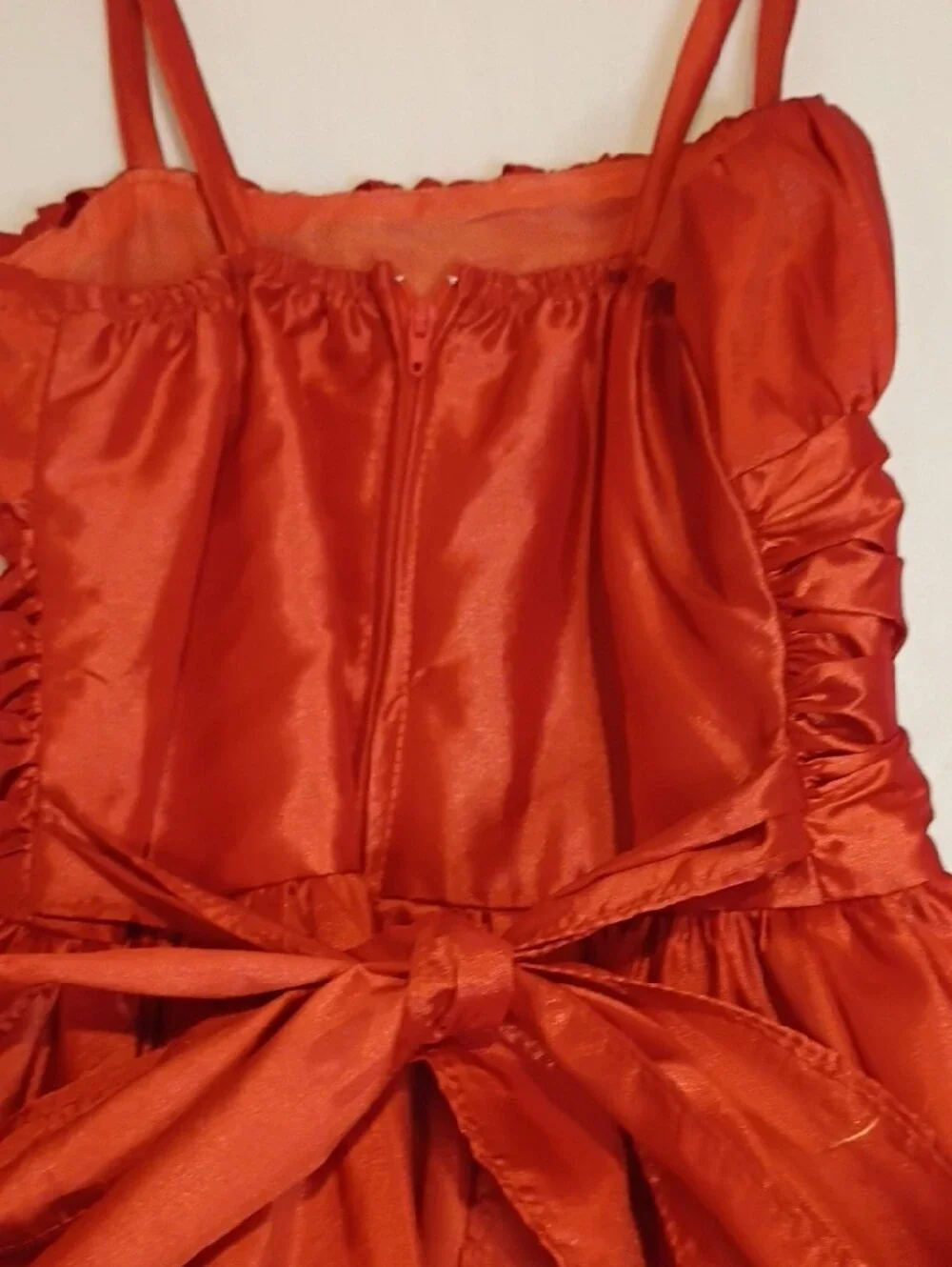 Elegant Girls' Orange Polyester Spaghetti-Strap Party Dress Size 5-6